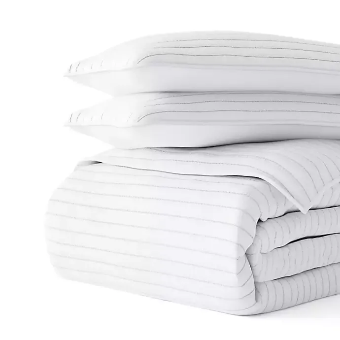 Discount Kirklands Home Stitched Stripes 3-pc. Queen Quilt Set White
