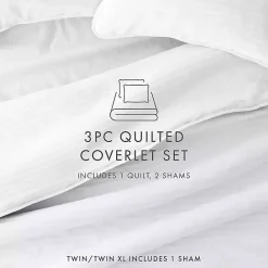 Discount Kirklands Home Stitched Stripes 3-pc. Queen Quilt Set White