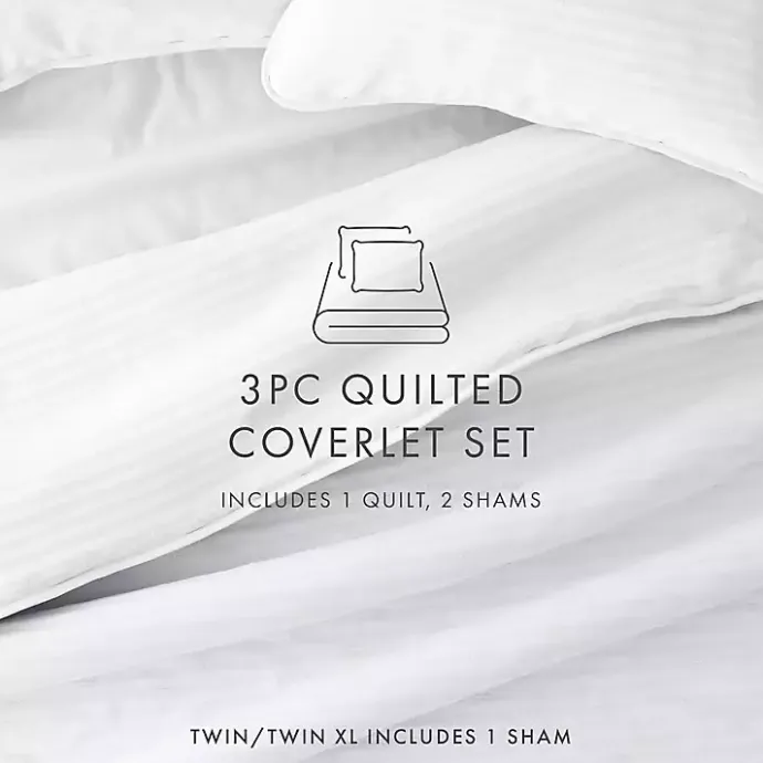 Discount Kirklands Home Stitched Stripes 3-pc. Queen Quilt Set White