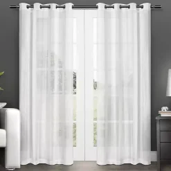Outlet Kirklands Home Stripe Sheer Curtain Panel Set, 84 in. White