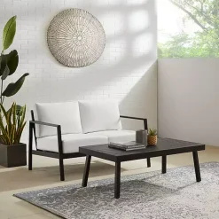 Outlet Kirklands Home White Sunbrella Cushions Holland Outdoor Loveseat