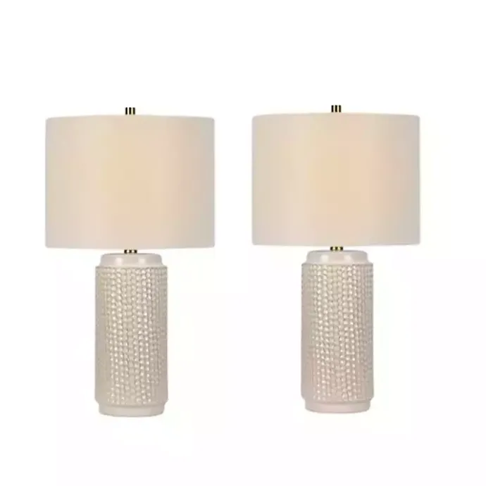 Clearance Kirklands Home Textured Cylinder Table Lamps, Set of 2 White