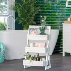New Kirklands Home Tiered 3-Shelf Bathroom Shelves White