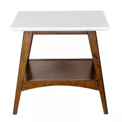 Discount Kirklands Home White Top and Pecan Wood Mid-Century Modern Table Brown