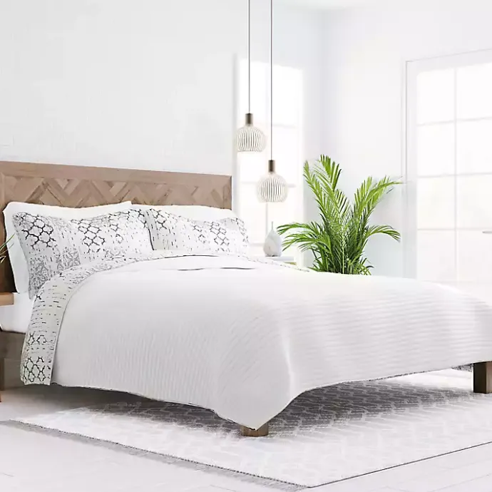 Discount Kirklands Home White Trellis Reversible 2-pc. Twin Quilt Set