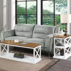 Kirklands Home Two-Tone Double X Sides Console Table White