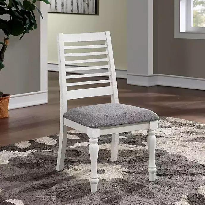 Sale Kirklands Home White Upholstered Claire Dining Chairs, Set of 2 Gray