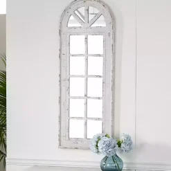 Kirklands Home White Vintage Arched Windowpane Mirror