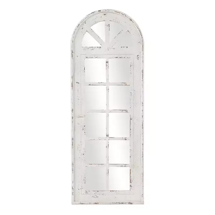 Kirklands Home White Vintage Arched Windowpane Mirror