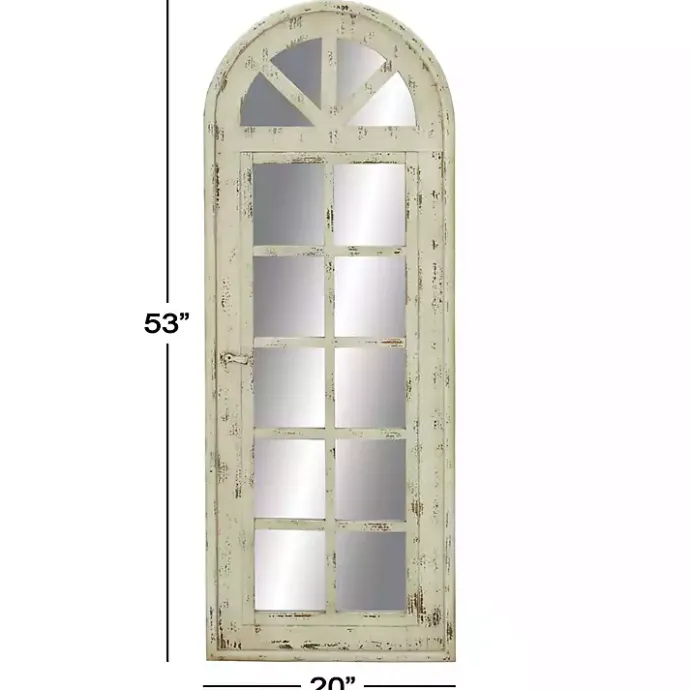 Kirklands Home White Vintage Arched Windowpane Mirror