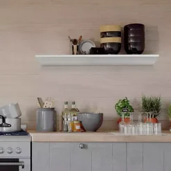 Clearance Kirklands Home White Wedge Wood Large Floating Shelf