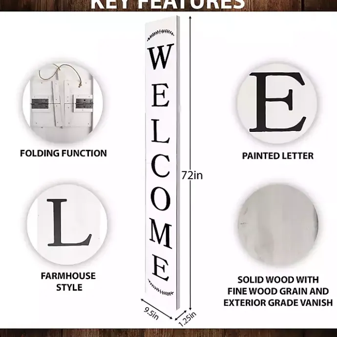 New Kirklands Home Welcome Laurel Porch Board White