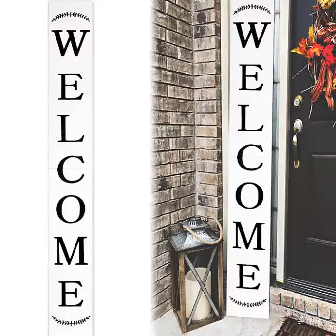 New Kirklands Home Welcome Laurel Porch Board White