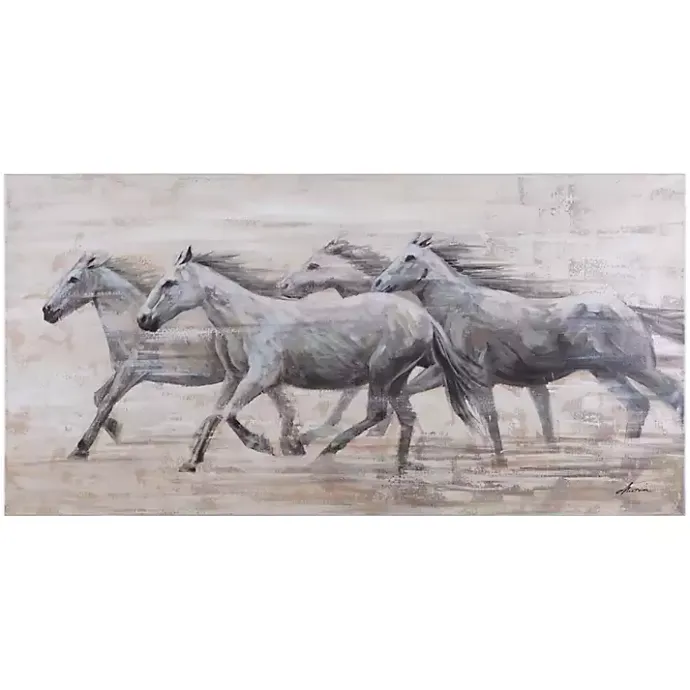 Clearance Kirklands Home Wild Horses Canvas Art Print White