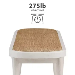 Kirklands Home Wood & Rattan Conelly Bench White