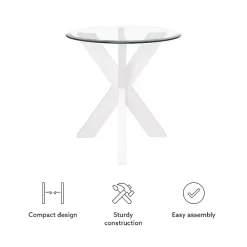 Hot Kirklands Home Wood and Glass Top X-Base Accent Table White