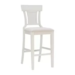 Clearance Kirklands Home Wood and Rattan Upholstered Bar Stool White