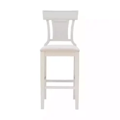 Clearance Kirklands Home Wood and Rattan Upholstered Bar Stool White