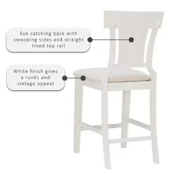 Kirklands Home Wood and Rattan Upholstered Counter Stool White