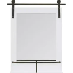 Clearance Kirklands Home Wood Barn Door Frame with Shelf Wall Mirror White