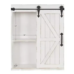 New Kirklands Home Wood Barn Door 5-Shelf Wall Cabinet White