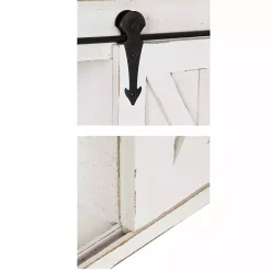 New Kirklands Home Wood Barn Door 5-Shelf Wall Cabinet White