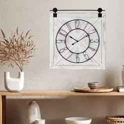 Online Kirklands Home White Wood Barndoor Wall Clock