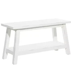 Clearance Kirklands Home Wood Bench with Slatted Wood Base White