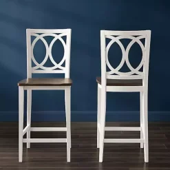 Best Kirklands Home White Wood Charlotte Counter Stools, Set of 2 Brown