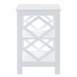 Kirklands Home Wood Diamond 2-Tier Accent Table White