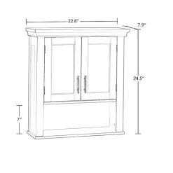 Kirklands Home Wood 2-Door Open Shelf Wall Cabinet White