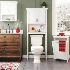 Kirklands Home Wood 2-Door Open Shelf Wall Cabinet White