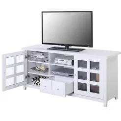 Clearance Kirklands Home Wood 2-Door Windowpane Media Cabinet White