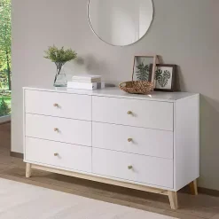 Discount Kirklands Home Wood 6-Drawer Footed Dresser White