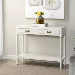 Outlet Kirklands Home Wood 2-Drawer Layla Console Table White