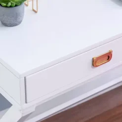 New Kirklands Home Wood 2-Drawer X-Frame Desk White