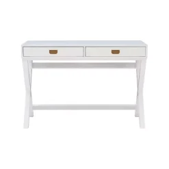 New Kirklands Home Wood 2-Drawer X-Frame Desk White