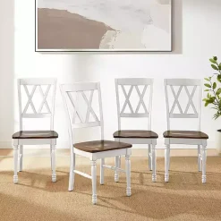 Clearance Kirklands Home Wood Farmhouse Dining Chairs, Set of 4 White