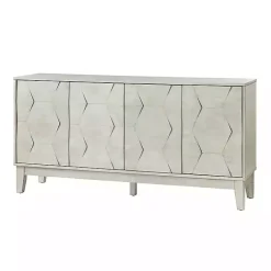 Discount Kirklands Home Wood Geometric 4-Door Cabinet White