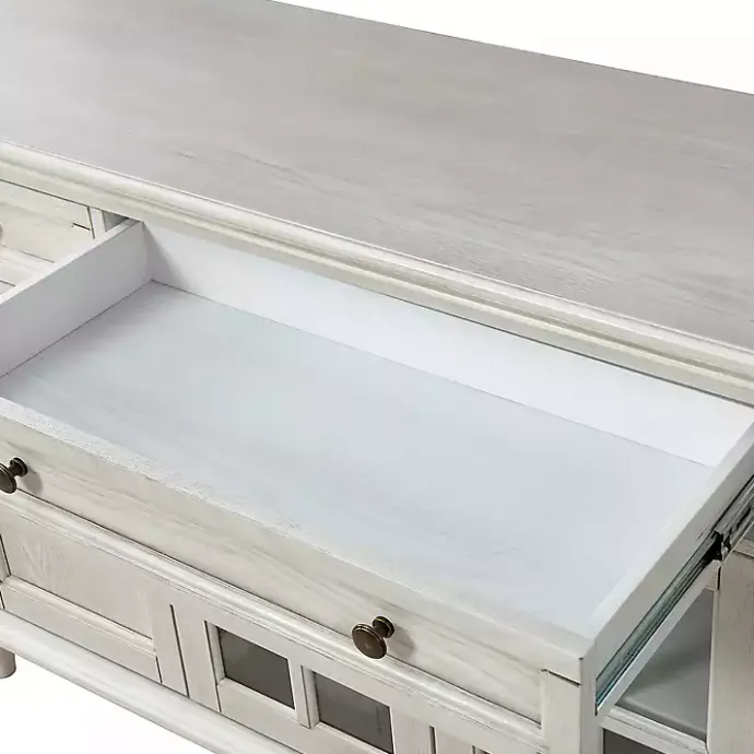 New Kirklands Home Wood Glass Door Sideboard Cabinet White