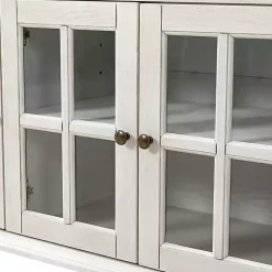 New Kirklands Home Wood Glass Door Sideboard Cabinet White