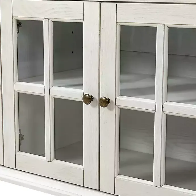 New Kirklands Home Wood Glass Door Sideboard Cabinet White