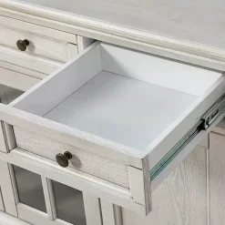New Kirklands Home Wood Glass Door Sideboard Cabinet White