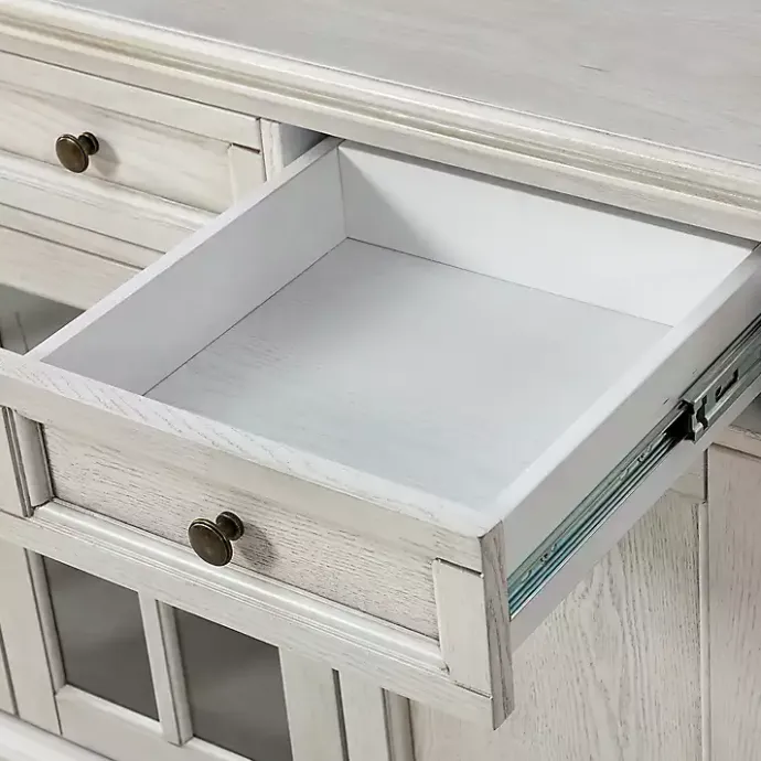 New Kirklands Home Wood Glass Door Sideboard Cabinet White