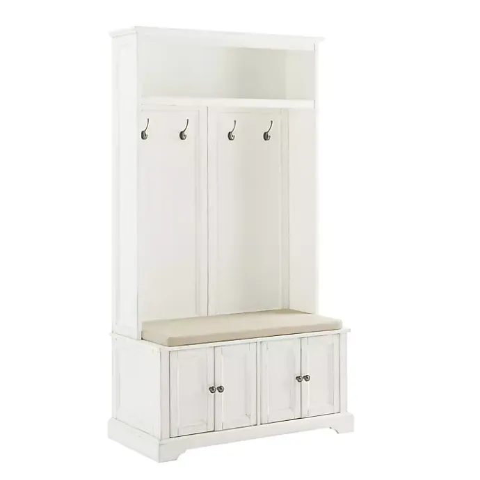 Clearance Kirklands Home Wood Hall Tree with Cushioned Bench White