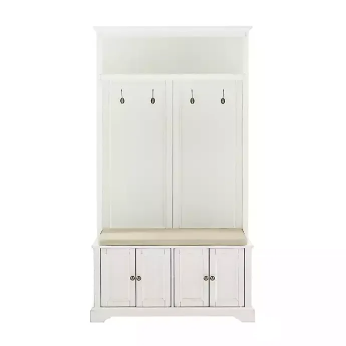 Clearance Kirklands Home Wood Hall Tree with Cushioned Bench White