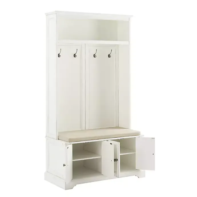 Clearance Kirklands Home Wood Hall Tree with Cushioned Bench White
