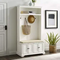 Clearance Kirklands Home Wood Hall Tree with Cushioned Bench White