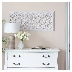 Sale Kirklands Home Wood Medallion August Wall Plaque White