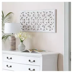 Sale Kirklands Home Wood Medallion August Wall Plaque White
